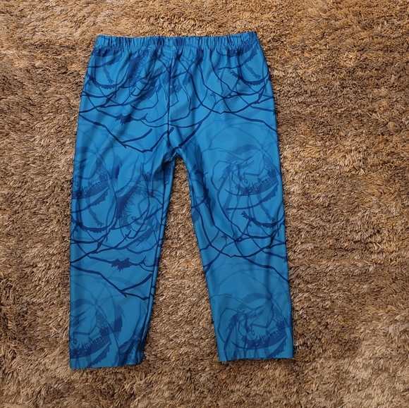 Under Armour Blue Floral Print Cropped Workout Pants M - Picture 7 of 9